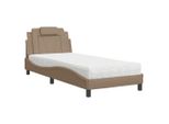 Letto Con Materasso Cappuccino-Marrone 90X190 Cm In Pelle Finta