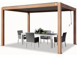 Primeyard Pergola 3X4 M Montanti In Alluminio Look Legno Con Tetto A Doghe In Alluminio Gazebo Da Giardino
