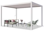 Primeyard Pergola 3X4 M Montanti In Alluminio Bianco Con Tetto A Doghe In Acciaio Gazebo Da Giardino