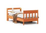 Vidaxl Letto In Legno Massiccio Senza Materasso Cera Marrone 75X190 Cm Legno Di Pino