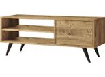 Dmora Mobile Porta Tv Max 40X110X44H Cm Marrone Quercia, Apertura A Ribalta 2 Vani