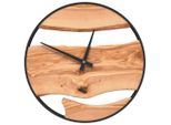 Vidaxl Orologio Da Parete Marrone Ø35 Cm In Ferro E Legno D'ulivo
