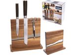 Orion Portacoltelli Supporto Magnetico Per Coltelli Striscia Magnetica Blocco Coltelli In Legno Bifacciale River 24X3,5 Cm