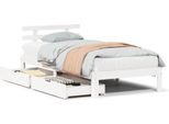Vidaxl Letto In Legno Massiccio Con Cassetti Bianco 90X200 Cm Pino