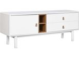 Mobile Tv Home Esprit Bianco Polipropilene Naturale Legno Mdf 140 X 40 X 55 Cm