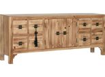 Mobile Tv Home Esprit Legno Di Abete Naturale Nero Mdf 130 X 24 X 51 Cm