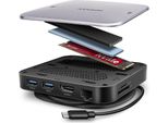 Axagon Axagon HMC-UFO Hub USB-C M.2 Sata/Nvme 1 Gbit/S Ethernet 384 Khz Audio Wired Usb 3.2 Gen 2 (3.1 Gen 2) Type-C Nero