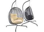 Sedia Sospesa Con Telaio; Sedia A Cesto Sospesa; Sedia Relax Sospesa In Rattan Per Esterni E Interni; Altalena A Uovo Ideale Per Giardino, Terrazza, Colore: Beige