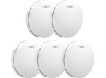 Aroha Link Rilevatore Di Fumo/Calore Sleep Line Interconnesso - Batteria Da 10 Anni - Sensore Fumo Collegabile - Allarme Anticendio - 5 Pezzi