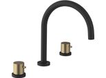 Miscelatore 3 Fori Per Lavabo Ultrasan, Nero Opaco/Oro Opaco
