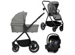 Passeggino Lionelo Meril 3In1 Navicella Fino A 9 Kg, Seggiolino Fino A 13 Kg, 0-48 Mesi Fino A 22 Kg, Ruote 360° All-Terrain, Sospensione Totale - Grigio