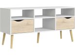 Dmora Mobile Porta Tv Aliani 39.1X117.2X57.4H Cm Bianco, Apertura Scorrevole 4 Vani