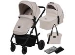Passeggino Lionelo Amber Plus 2In1, Set Con Seduta Sportiva, Navicella Fissa, Borsa, Zanzariera, Parapioggia - Beige
