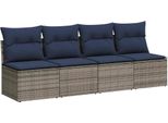 Vidaxl | Divano Da Giardino | Con Cuscini Grigio 220 X 62 X 69Cm Poly-Rattan