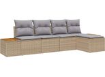 Vidaxl Set Di Divani Da Giardino 5 Pezzi Beige E Grigio Chiaro 184 X 62 X 85 Cm