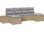 Vidaxl Set Di Divani Da Giardino Con Cuscini 4 Pezzi Poli Rattan Beige E Grigio Chiaro