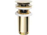 Set Di Scarico Per Lavabo 5/4", Click-Clack, Tappo Grande, Max 80Mm, Oro"