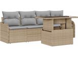 Vidaxl Set Di Divani Da Giardino 5 Pezzi Beige 100 X 55 X 73 Cm Poly Rattan
