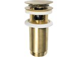 Set Di Scarico Per Lavabo 5/4", Click-Clack, Tappo Grande, Max 80 Mm, Oro Opaco"