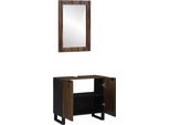 Vidaxl Set Di Mobili Da Bagno Con Scaffale 2 Pezzi Marrone Noce Legno Composito