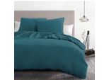 Set Di Biancheria Da Letto In Microfibra 3 Pezzi, 82 G - 240 X 260 Cm - Blu Anatra