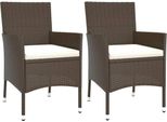 Vidaxl Sedie Da Giardino Con Cuscino 2 Pz. Poli Rattan Marrone