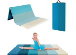 Tappetino Da Palestra Pieghevole Costway, 180X120Cm, Tappetino Da Ginnastica 5 Pieghevole Inpoliuretanocon Maniglia Di Trasporto, Tappetino Sportivo, Tappetino Fitness, Blu