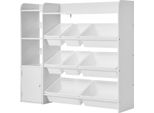 Succebuy Scaffale A 4 Livelli Con 8 Scatole Di Plastica Per Giocattoli E Libri, Bianco