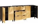 Vidaxl Credenza 3 Pezzi Nero E Oro 60 X 33 X 75 Cm