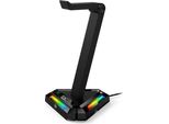 Genius Supporto Per Cuffie Retroilluminato Rgb GX-UH100, Hub 2X USB-A 2X USB-C, Nero