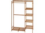 Appendiabiti Appendiabiti Con Asta Appendiabiti, Scarpiera, Mensola, Appendiabiti In Bambù Per Camere Da Letto, Esposizioni, Lavanderia, Bagno, Legno Naturale