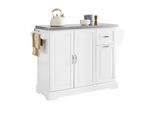 Sobuy Isola Da Cucina Su Rotelle Carrello Portavivande Con Rotelle Carrello Da Cucina Con Piano Di Lavoro Estraibile Carrello Con Cassetti Carrello Bar Bianco FKW128-ST