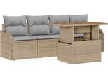 Syfax™ Set Divano Da Giardino Con Archiviazione 5 Pcs Beige Polyrattan