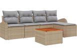 Syfax™ Set Divano Da Giardino 6 Pcs Beige E Grigio Chiaro Polyrattan