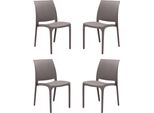 Milanihome.It - Set Di 4 Sedie Poltrone Da Giardino In Plastica Design Moderno Colorata Taupedi Coloretaupe