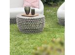 Milanihome.It - Tavolino Da Esterno In Alluminio E Corda Di Design Per Esterno Giardino Cm 66 L X 66 P X 38 Hdi Colorebeige