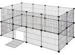 Happyment Recinto Per Animali Neri - Recinto Per Animali Extra Alto - Regolabile - Recinto Per Conigli - Recinto Per Polli - Recinto Per Cuccioli - Recinto Per Gatti - Recinto Per Piccoli Animali - Nero - 142X71X71 Cm