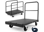 Carrello Porta Pannelli Vevor, Portata 816 Kg, Carrello 2 In 1 Con Ruote Girevoli A 360°, Carrello A Piattaforma 914X610 Mm Con 3 Corrimano Laterali, Ausilio Al Trasporto Per Fabbrica, Magazzino, Garage, Nero
