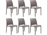 Milanihome.It - Set Di 6 Sedie Poltrone Da Giardino In Plastica Design Moderno Colorata Taupedi Coloretaupe