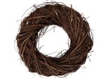 Clayre & Eef Ghirlanda Decorativa In Rattan Marrone Ø 25X7 Cm Rustica Per Porta Parete Tavolo Decorazione