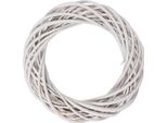 Clayre & Eef Ghirlanda Decorativa In Rattan Bianco Ø 30X6 Cm Naturale Per Porta Parete Tavola Decorazione