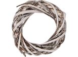 Clayre & Eef Ghirlanda Decorativa In Rattan Bianco Ø 10X2 Cm Mini Naturale Per Decorazione Tavola Artigianato