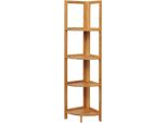 Mensola Angolare In Bambù - Mensola Da Bagno - 5 Ripiani - 27×38×120 Cm - Salvaspazio - Necessario Il Montaggio - Arancione