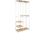 Appendiabiti - Modello Da Terra - Scaffale E Scarpiera - Legno Di Pino - Stile Moderno - Necessario Il Montaggio - Bianco E Rovere Chiaro