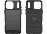 Inf Custodia Nera In Tpu Con Texture Fibra Di Carbonio Per Iphone 17 Con Supporto E Magnete