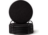 Inf Set Di 6 Sottobicchieri Rotondi In Feltro Siliconico Con Supporto - Antiscivolo Nero