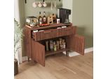 Unboxg Credenza In Legno Massiccio 100X35X80 Cm, Marrone, 2 Cassetti E 2 Ante, Credenza Per Sala Da Pranzo E Cucina