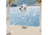 Portafiori - Portafiori - 29 X 29 X 100 Cm - Ferro - Moderno - Indipendente - Per Matrimonio E Feste - Oro