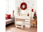 Tavolino Da Toilette Tavolino Per Cosmetici Con Sgabello Illuminazione Specchio Bianco