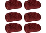 Vidaxl Coperte 6 Pezzi Rosso Bordeaux 240 X 270 Cm In Pile